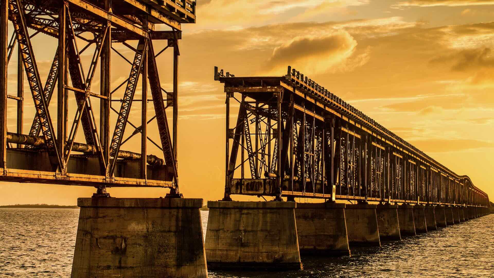 Bahia Honda rail bridge sun